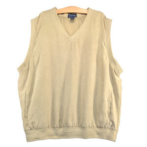 Winner Mate Men's V-Neck Golf Vest Tan XXL Lined Pockets Sleeveless